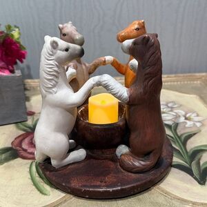 Vintage 2002 PENCO HORSES Circle of Friends Candle Holder